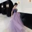 Charmant Lilas Robe De Soirée 2020 Princesse Bretelles Spaghetti Perlage Cristal Gland Sans Manches Dos Nu Longue Robe De Ceremonie