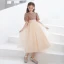 Fashion Gold Sequins Short Birthday Flower Girl Dresses 2021 A-Line / Princess Scoop Neck Bow Sash Short Sleeve