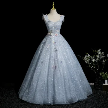 Charming Sky Blue Beading Sequins Appliques Prom Dresses 2025 Ball Gown Square Neckline Sleeveless Backless Floor Length Long Prom Formal Dresses