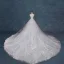 Charming Ivory Wedding Dresses 2019 A-Line / Princess Scoop Neck Beading Crystal Sequins Lace Flower Short Sleeve Backless Cathedral Train