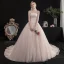 Charmant Champagne Robe De Mariée 2019 Princesse Bustier Perlage Paillettes En Dentelle Fleur Sans Manches Dos Nu Chapel Train