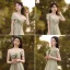 Modest / Simple Sage Green Bridesmaid Dresses 2021 A-Line / Princess Off-The-Shoulder Short Sleeve Backless Floor-Length / Long Wedding Party Dresses