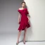 Chic / Beautiful Burgundy Graduation Dresses 2020 Homecoming Trumpet / Mermaid One-Shoulder Short Sleeve Zipper Up at Side Knee-Length Formal Dresses