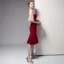 Chic / Beautiful Red Homecoming Graduation Dresses 2020 Trumpet / Mermaid Short Sleeve V-Neck Backless Knee-Length Formal Dresses