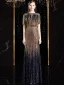 Charmant Multi-Couleurs Robe De Soirée 2020 Trompette / Sirène Encolure Dégagée Fait main Perlage Cristal Paillettes Manches Courtes Longue Robe De Ceremonie