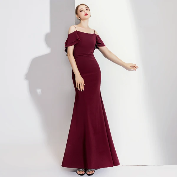 Elegante Ivory / Creme Abendkleider 2020 Meerjungfrau Spaghettiträger Kurze Ärmel Rückenfreies Lange Festliche Kleider