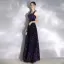Sparkly Purple Starry Sky Evening Dresses  2020 A-Line / Princess Square Neckline Beading Sequins Sleeveless Backless Floor-Length / Long Formal Dresses