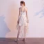 Modern / Fashion Champagne Homecoming Graduation Dresses 2020 A-Line / Princess Spaghetti Straps Lace Star Sleeveless Backless Asymmetrical Formal Dresses