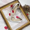 Modern Witte Huwelijk Bruidsmeisjes Hakken 2020 Leer Parel 3 cm Lage Hak Bruidsschoenen