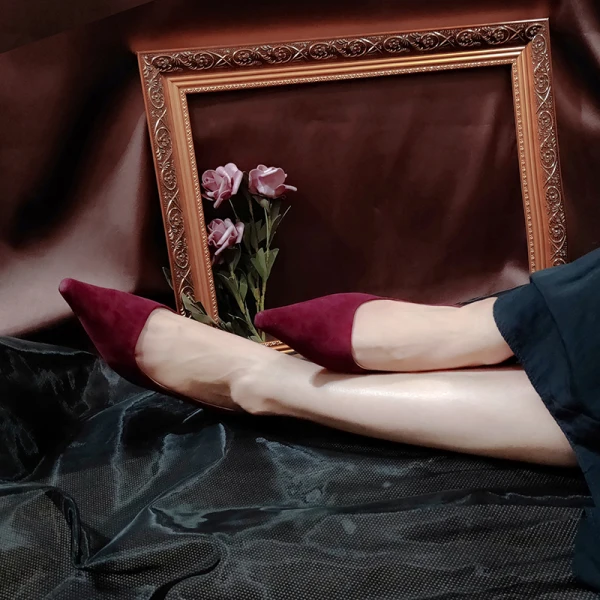 Chic / Beautiful Burgundy Evening Party Pumps 2020 Leather Suede 6 cm Stiletto Heels Pointed Toe Pumps