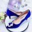 Chic / Beautiful Royal Blue Bridesmaid Pumps 2020 Suede Rhinestone Pearl 9 cm Stiletto Heels Pointed Toe Pumps