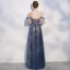 Elegant Navy Blue Evening Dresses  2018 A-Line / Princess Bow Backless Strapless Sleeveless Floor-Length / Long Formal Dresses