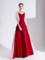 Elegant Burgundy Evening Dresses  2020 A-Line / Princess Satin V-Neck Short Sleeve Backless Floor-Length / Long Formal Dresses