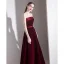 Elegant Burgundy Evening Dresses  2020 A-Line / Princess Suede Strapless Sleeveless Backless Floor-Length / Long Formal Dresses