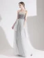 Elegant Grey Evening Dresses  2020 A-Line / Princess Suede Strapless Beading Sleeveless Backless Floor-Length / Long Formal Dresses