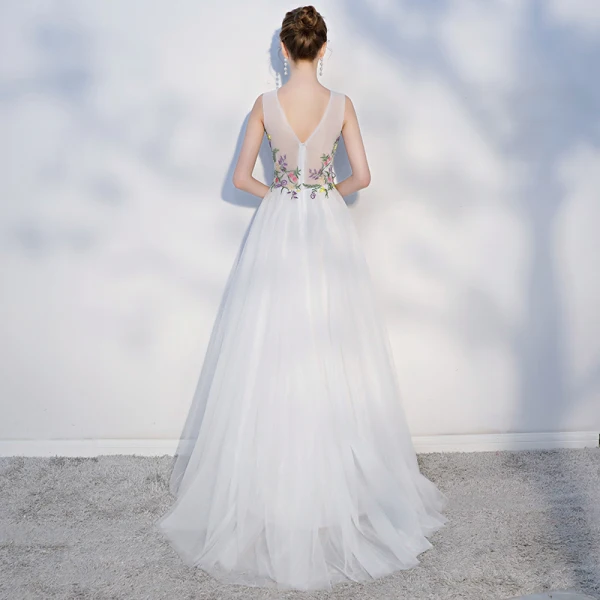 Élégant Multi-Couleurs Plage Robe De Mariée 2018 Princesse Appliques Encolure Dégagée Dos Nu Sans Manches Fendue devant Train De Balayage Mariage