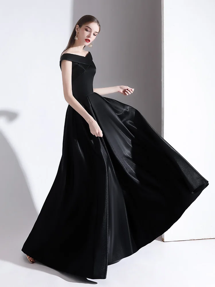 slim fit dress slacks Black Spaghetti Strap Satin Long Prom Dress, Black A-Line Evening Dress US 4 / Custom Color