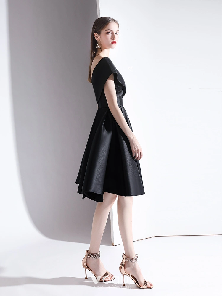 Classy Black Homecoming Graduation Dresses 2020 A-Line Princess V-Neck Short Sleeve Classy Black Homecoming Graduation Dresses 2020 A-Line Princess V-Neck Short Sleeve