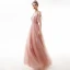 Chic / Belle Perle Rose Robe De Soirée 2020 Princesse Bretelles Spaghetti Appliques Paillettes En Dentelle Manches Courtes Dos Nu Longue Robe De Ceremonie