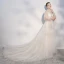 Elegant Champagne Beach Wedding Dresses 2018 A-Line / Princess Lace Appliques Scoop Neck Backless Long Sleeve Chapel Train Wedding