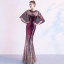 Scintillantes Dégradé De Couleur Robe De Soirée Avec Châle 2020 Trompette / Sirène Paillettes Encolure Dégagée Manches Courtes Longue Robe De Ceremonie