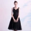 Chic / Belle Noire de retour Robe De Graduation 2020 Princesse Bretelles Spaghetti Paillettes En Dentelle Fleur Sans Manches Dos Nu Mi-Longues Robe De Ceremonie