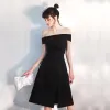 Moderne / Mode Noire Robe De Fete 2020 Princesse De l'épaule Manches Courtes Dos Nu Mi-Longues Robe De Ceremonie