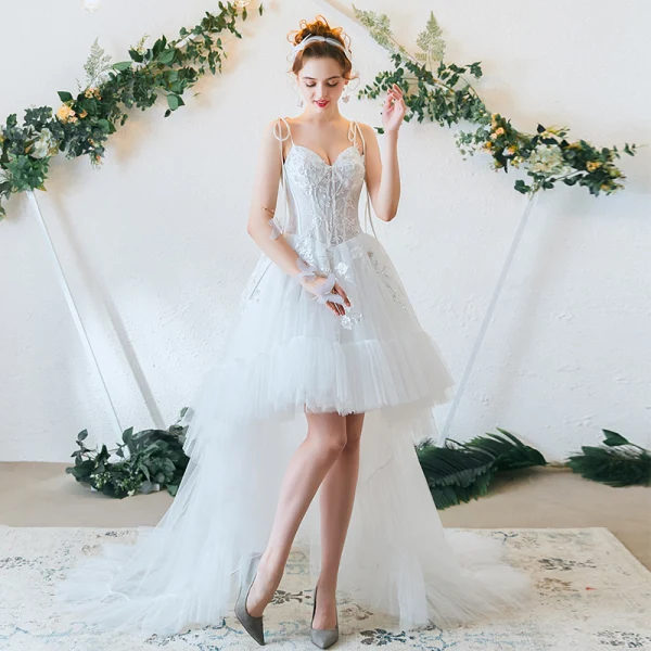 Light Ivory Beach Wedding Dresses 2020 A-Line Princess Spaghetti Straps Beading Sequins Light Ivory Beach Wedding Dresses 2020 A-Line Princess Spaghetti Straps Beading Sequins