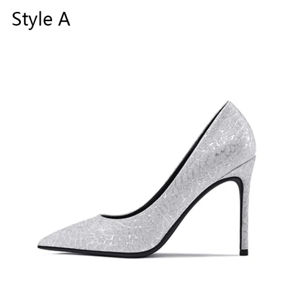 Charming Silver Evening Party Pumps 2020 Sequins 10 cm Stiletto Heels Pointed Toe Pumps