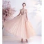 Fashion Blushing Pink Homecoming Graduation Dresses 2021 A-Line / Princess High Neck Beading Pearl Sequins Short Sleeve Backless Floor-Length / Long Formal Dresses