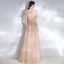 Chic / Beautiful Pearl Pink Evening Dresses  2020 A-Line / Princess Scoop Neck Beading Pearl Lace Flower Sequins Sleeveless Backless Floor-Length / Long Formal Dresses