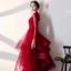Vintage / Retro Muslim Burgundy Evening Dresses  2020 A-Line / Princess High Neck Sequins Long Sleeve Backless Cascading Ruffles Floor-Length / Long Formal Dresses