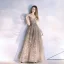 Fashion Khaki Evening Dresses  2020 A-Line / Princess Spaghetti Straps Beading Crystal Lace Sequins Short Sleeve Backless Floor-Length / Long Formal Dresses