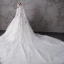 High-end Ivory Wedding Dresses 2020 A-Line / Princess V-Neck Beading Pearl Rhinestone Sequins Lace Flower 3/4 Sleeve Royal Train