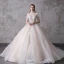 High-end Champagne Wedding Dresses 2020 Ball Gown High Neck Beading Sequins Lace Flower Short Sleeve Backless Royal Train
