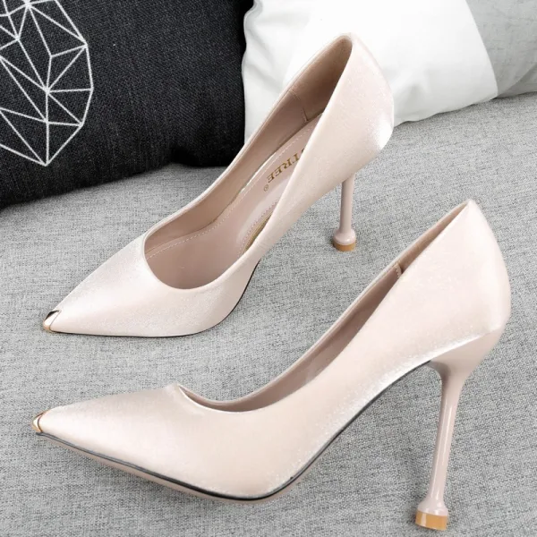 Stijlvolle Koninklijk Blauw Avond Pumps 2019 Satijn 10 cm Naaldhakken / Stiletto Spitse Neus Pumps