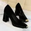 Vintage / Originale Rouge Désinvolte Escarpins 2019 Daim Rivet 7 cm Talons Épais Pied Carré Escarpins