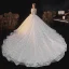 Victorian Style Ivory Lace Flower Wedding Dresses 2021 V-Neck Short Sleeve Backless Royal Train Wedding