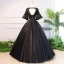 Elegant Black Quinceañera Prom Dresses 2018 Ball Gown Lace Flower Beading Crystal Scoop Neck Backless 1/2 Sleeves Floor-Length / Long Formal Dresses