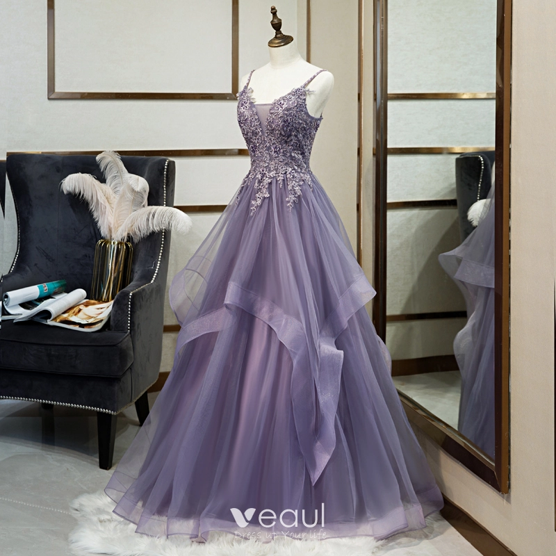 Shop Faux Georgette Designer Gown In Lavender Online : 272635 -