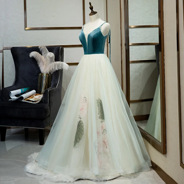 Classy Jade Green Evening Dresses 2019 A-Line / Princess Spaghetti Straps Sleeveless Suede Backless Floor-Length / Long Formal Dresses