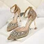 Sparkly Rose Gold Evening Party Womens Shoes 2019 Sequins Ankle Strap Rhinestone 9 cm Stiletto Heels Pointed Toe High Heels