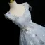 Charming Sky Blue Beading Sequins Appliques Prom Dresses 2025 Ball Gown Square Neckline Sleeveless Backless Floor-Length / Long Prom Formal Dresses