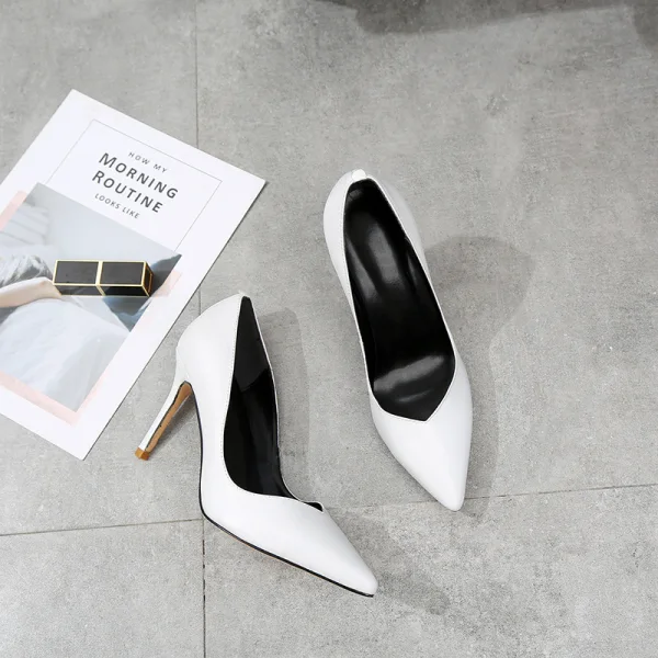 Classy Black OL Pumps 2020 Leather 8 cm Stiletto Heels Pointed Toe Pumps