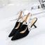 Simple Noire Désinvolte Tresser Sandales Femme 2020 Noeud 5 cm Talons Aiguilles À Bout Pointu Sandales