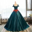 Vintage / Retro Dark Green Quinceañera Prom Dresses 2018 Ball Gown Appliques Crystal V-Neck Backless Sleeveless Floor-Length / Long Formal Dresses