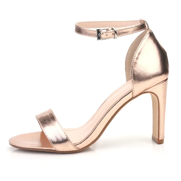 Simple Argenté Désinvolte Sandales Femme 2020 Bride Cheville 9 cm Talons Épais Peep Toes / Bout Ouvert Sandales