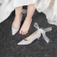 Fashion Silver Wedding Shoes 2020 Bow Rhinestone 3 cm Stiletto Heels Low Heel Pointed Toe Wedding Pumps