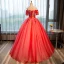 Elegant Vannmelon Quinceañera Ballkjoler 2018 Ballkjole Printing Kjæreste Ryggløse Korte Ermer Lange Formelle Kjoler