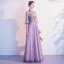 Chic / Belle Lavande Robe De Soirée 2020 Princesse Col Haut En Dentelle Fleur 1/2 Manches Dos Nu Longue Robe De Ceremonie